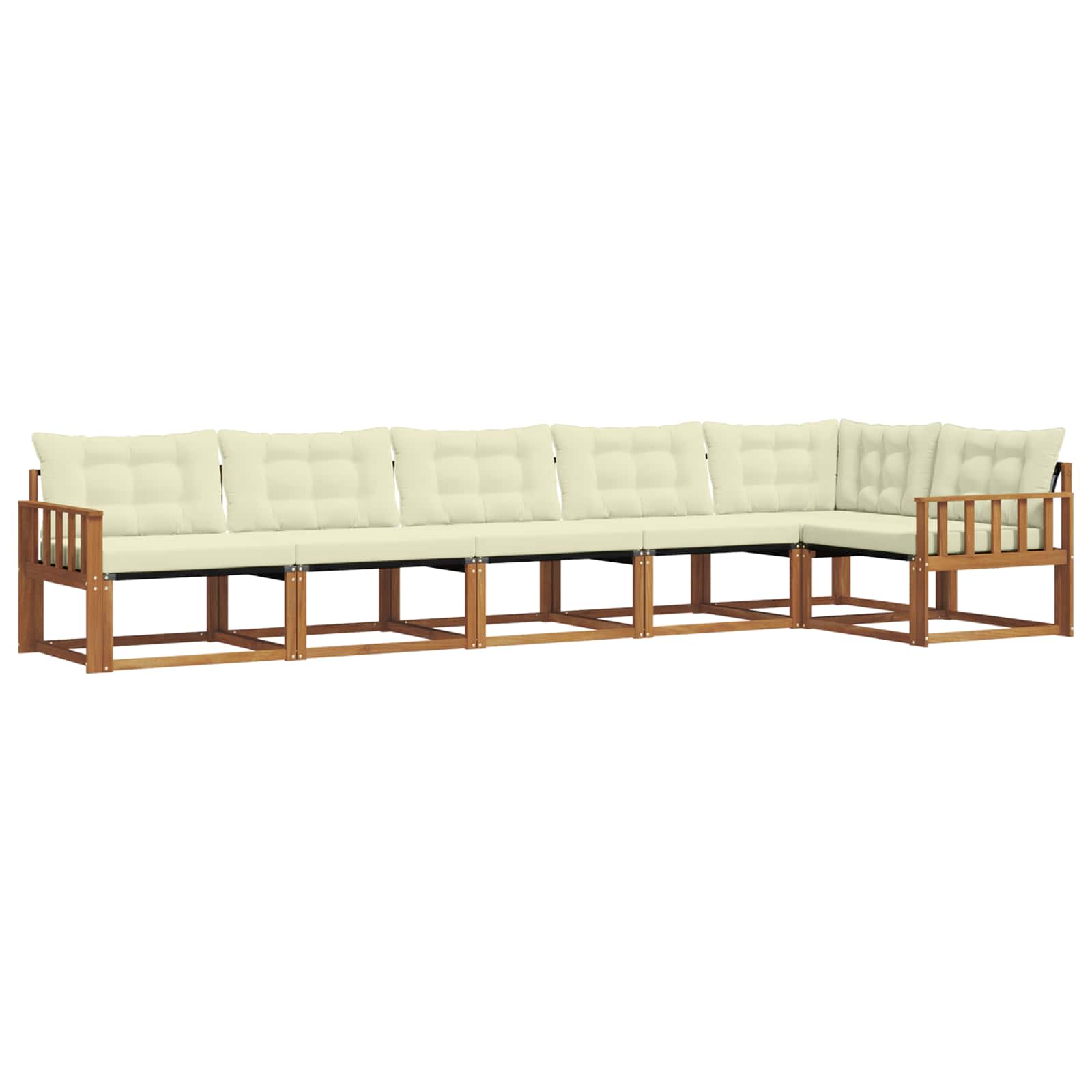 Zunanja garnitura za sedenje z blazino 6 pcs Naravna in smetana - slika 2