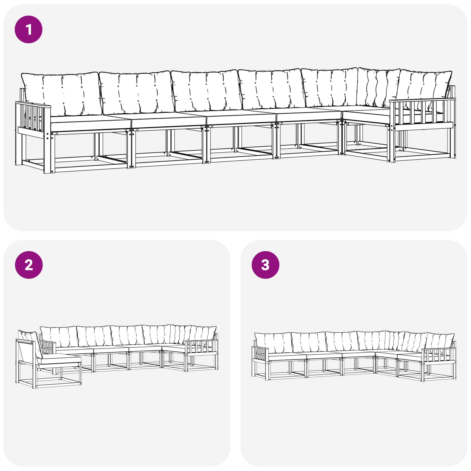 Zunanja garnitura za sedenje z blazino 6 pcs Naravna in smetana - slika 8