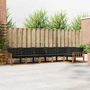 Zunanja garnitura za sedenje z blazino 6 pcs Naravna in črna