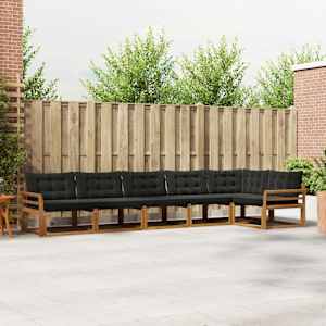 Zunanja garnitura za sedenje z blazino 6 pcs Naravna in črna