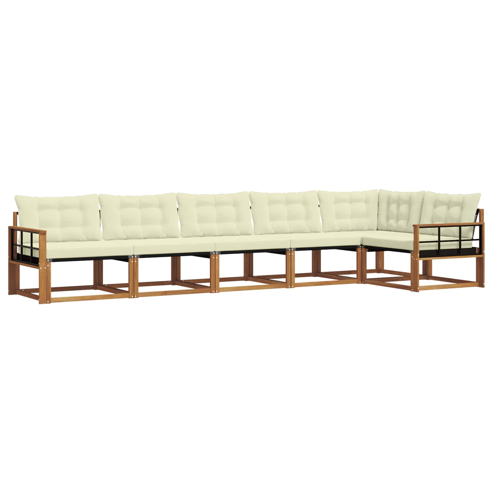 Zunanja garnitura za sedenje z blazino 6 pcs Naravna in smetana - slika 2