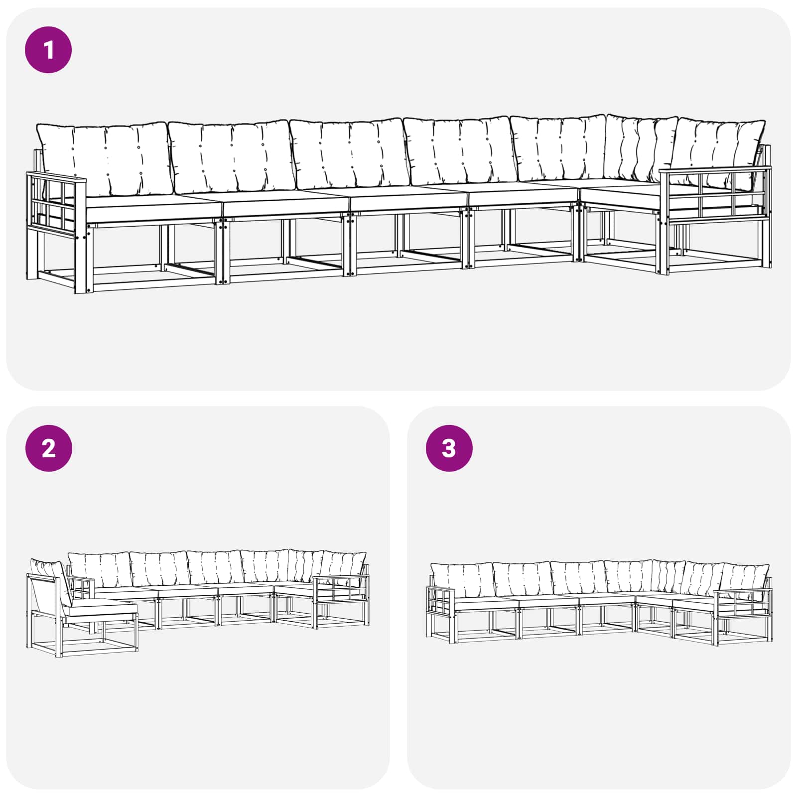 Zunanja garnitura za sedenje z blazino 6 pcs Naravna in smetana - slika 8
