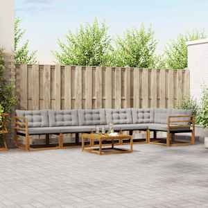 Zunanja garnitura za sedenje 7 pcs Naravna in svetlo siva