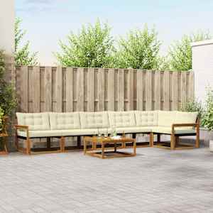 Zunanja garnitura za sedenje z blazino 7 pcs Naravna in smetana