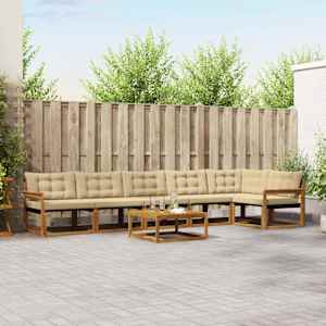 Zunanja garnitura za sedenje z blazino 7 pcs Naravna in bež