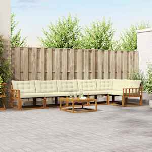 Zunanja garnitura za sedenje z blazino 7 pcs Naravna in smetana