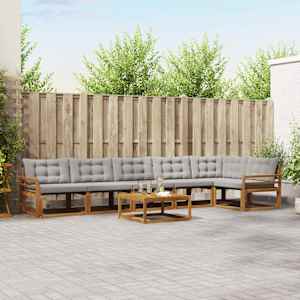 Zunanja garnitura za sedenje 7 pcs Naravna in svetlo siva