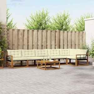 Zunanja garnitura za sedenje z blazino 7 pcs Naravna in smetana