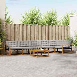 Zunanja garnitura za sedenje 7 pcs Naravna in svetlo siva