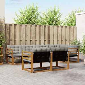 Zunanja garnitura za sedenje 7 pcs Naravna in svetlo siva