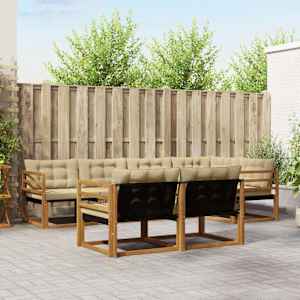 Zunanja garnitura za sedenje z blazino 7 pcs Naravna in bež