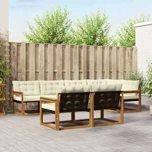 Zunanja garnitura za sedenje z blazino 7 pcs Naravna in smetana