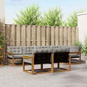 Zunanja garnitura za sedenje 7 pcs Naravna in svetlo siva