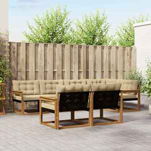 Zunanja garnitura za sedenje z blazino 7 pcs Naravna in bež