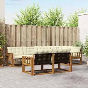 Zunanja garnitura za sedenje z blazino 7 pcs Naravna in smetana