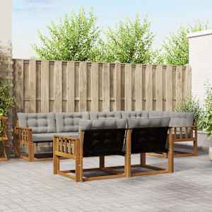 Zunanja garnitura za sedenje 7 pcs Naravna in svetlo siva