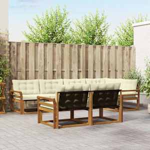 Zunanja garnitura za sedenje z blazino 7 pcs Naravna in smetana