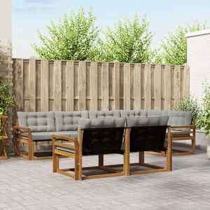 Zunanja garnitura za sedenje 7 pcs Naravna in svetlo siva