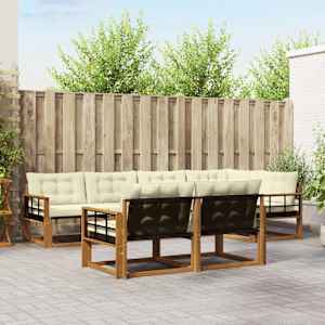 Zunanja garnitura za sedenje z blazino 7 pcs Naravna in smetana