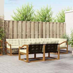 Zunanja garnitura za sedenje z blazino 7 pcs Naravna in smetana