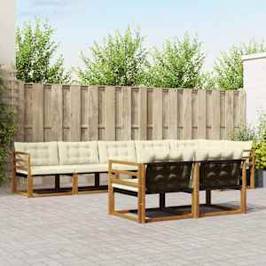 Zunanja garnitura za sedenje z blazino 8 pcs Naravna in smetana