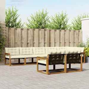 Zunanja garnitura za sedenje z blazino 8 pcs Naravna in smetana