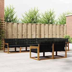 Zunanja garnitura za sedenje z blazino 8 pcs Naravna in črna