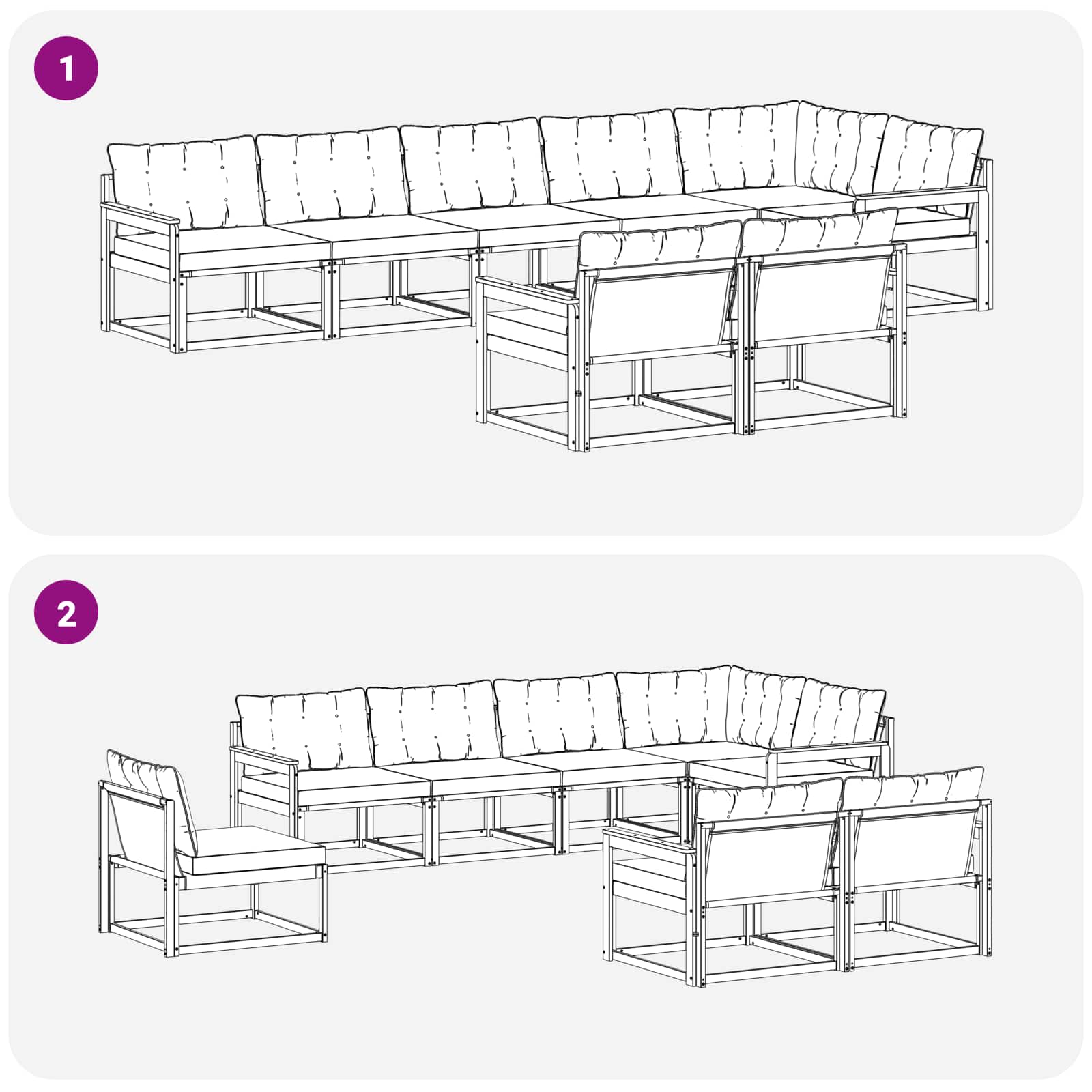 Zunanja garnitura za sedenje z blazino 8 pcs Naravna in bež - slika 8