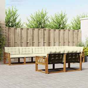 Zunanja garnitura za sedenje z blazino 8 pcs Naravna in smetana