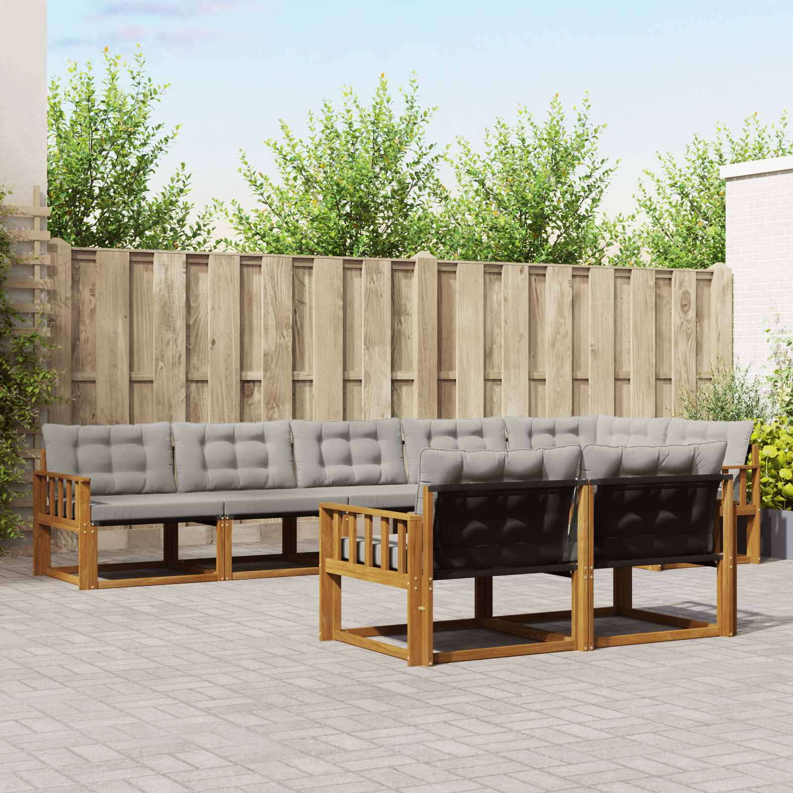 vidaXL Set de canapele de exterior 8 pcs Gri natural și deschis