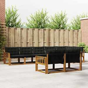 Zunanja garnitura za sedenje z blazino 8 pcs Naravna in črna