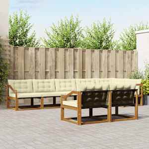 Zunanja garnitura za sedenje z blazino 8 pcs Naravna in smetana