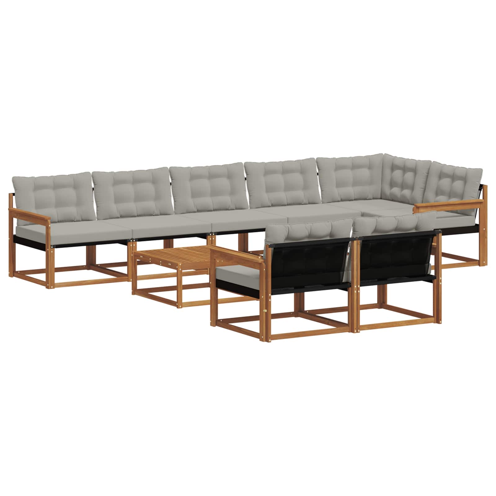 Thumbnail - vidaXL Outdoor-Sofagarnitur mit Kissen 9 pcs Natürlich und Hellgrau