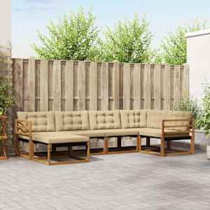 Zunanja garnitura za sedenje z blazino 18 pcs Naravna in bež