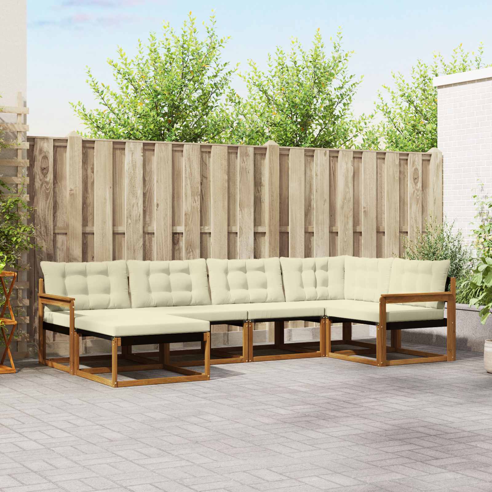 vidaXL Set de canapele de exterior cu pernă 6 pcs Natural și Crem