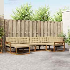 Zunanja garnitura za sedenje z blazino 18 pcs Naravna in bež