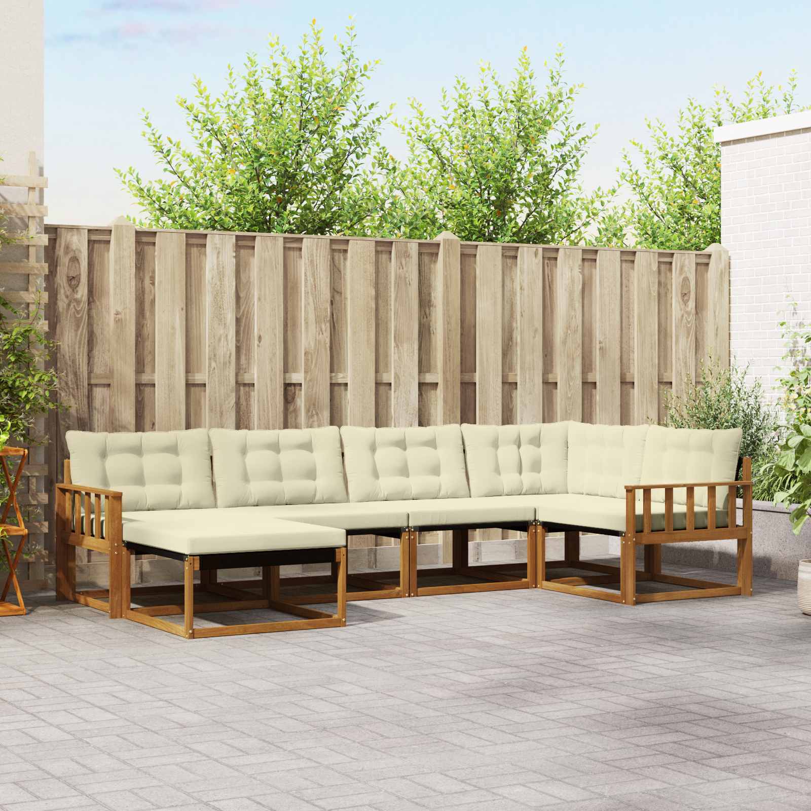 vidaXL Set de canapele de exterior cu pernă 6 pcs Natural și Crem