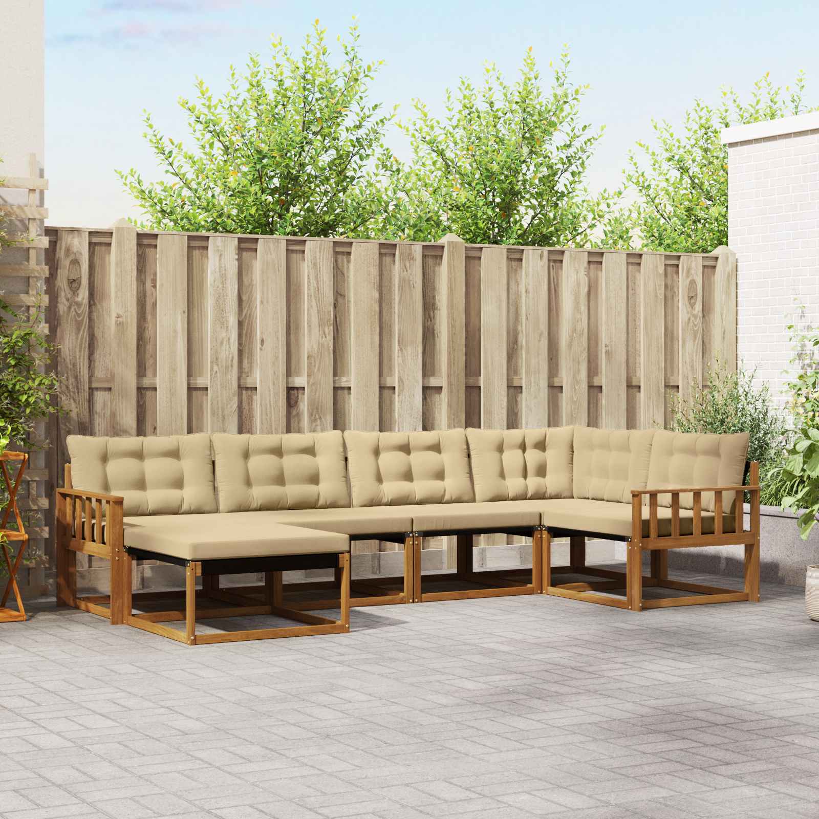 vidaXL Set de canapele de exterior cu pernă 6 pcs Natural și Bej