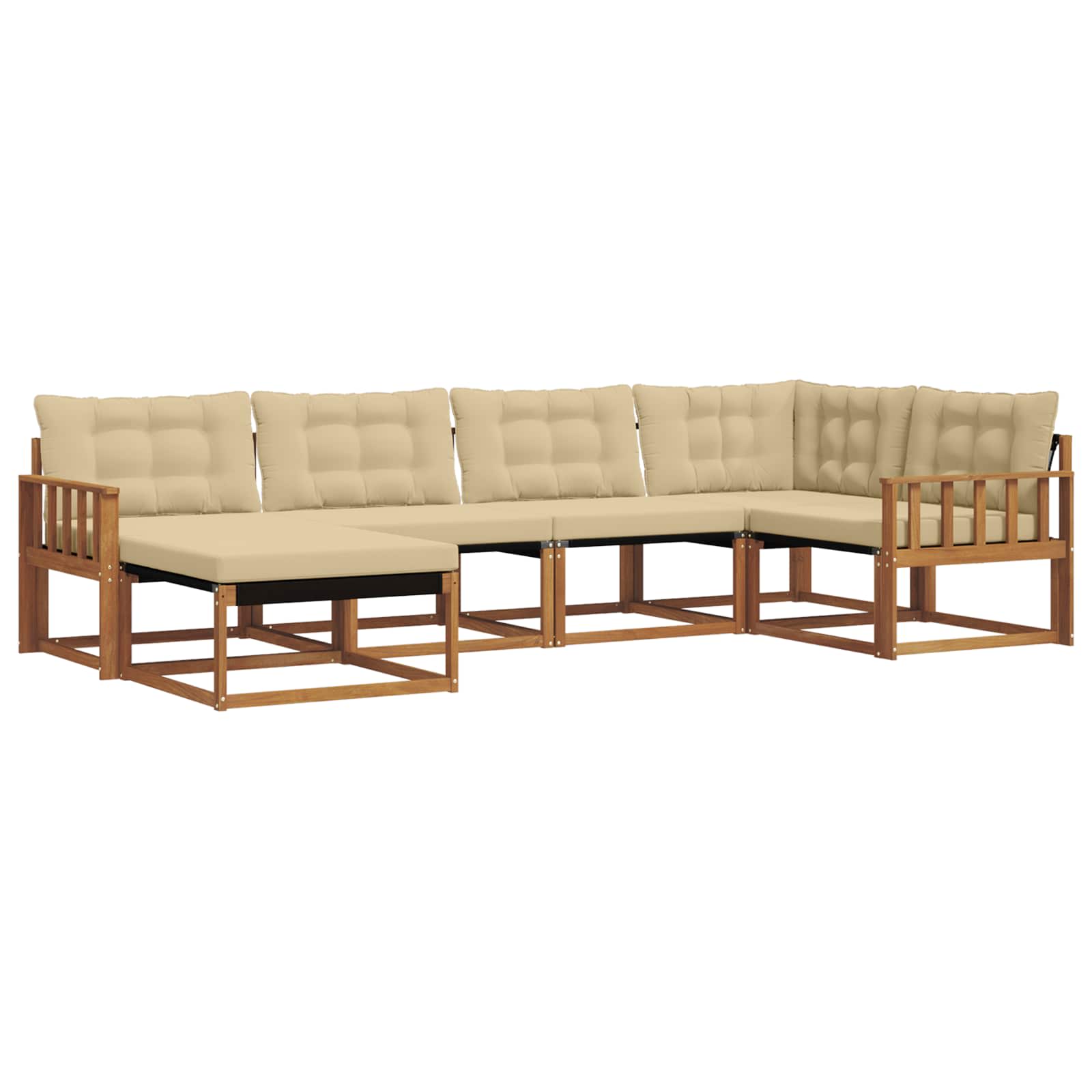 Zunanja garnitura za sedenje z blazino 18 pcs Naravna in bež - slika 2