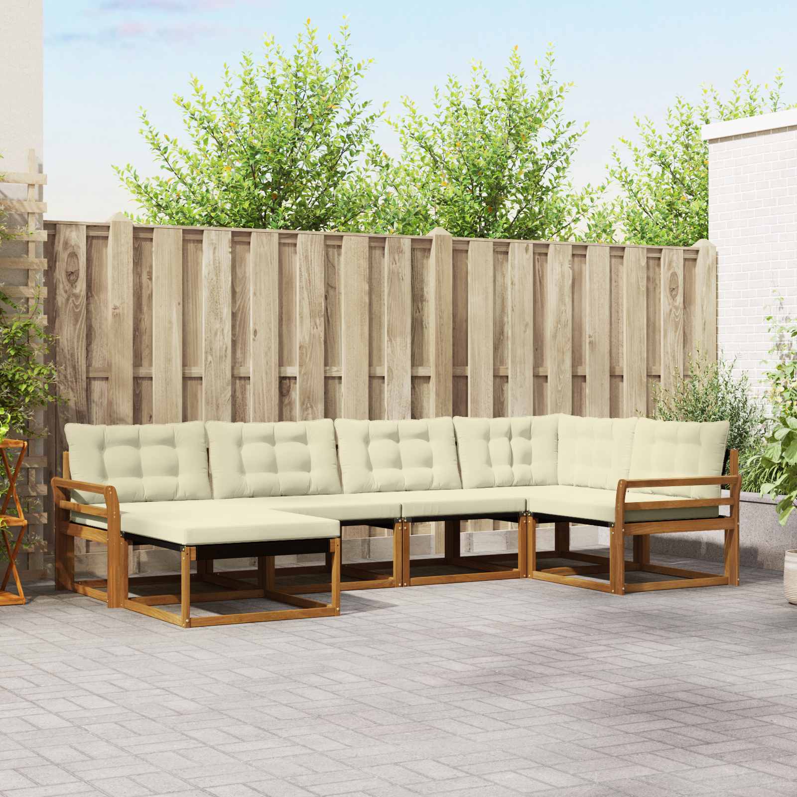 vidaXL Set de canapele de exterior cu pernă 6 pcs Natural și Crem