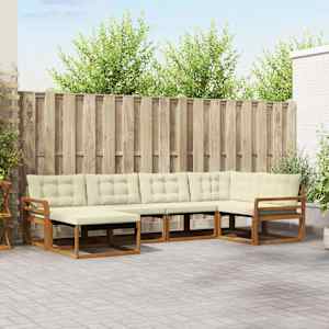 Zunanja garnitura za sedenje 18 pcs Naravna in smetana