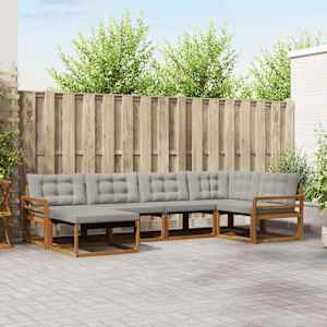 Zunanja garnitura za sedenje 6 pcs Naravna in svetlo siva