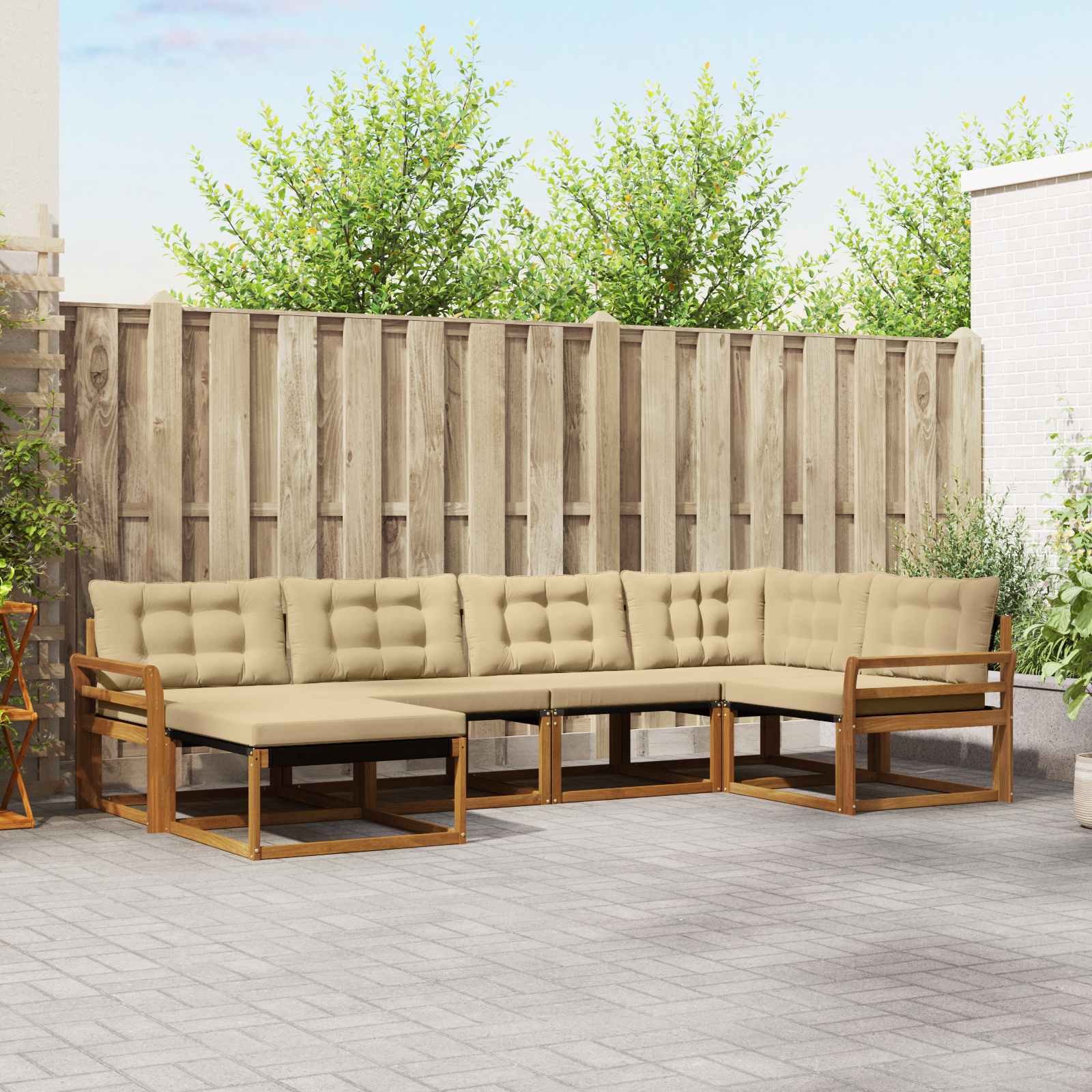 vidaXL Set de canapele de exterior cu pernă 6 pcs Natural și Bej