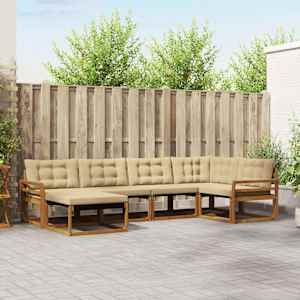 Zunanja garnitura za sedenje z blazino 18 pcs Naravna in bež