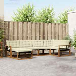 Zunanja garnitura za sedenje 18 pcs Naravna in smetana