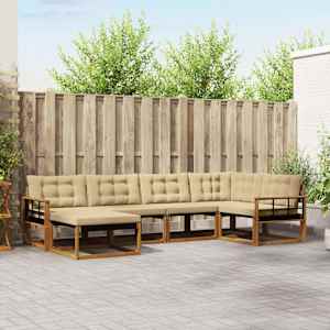 Zunanja garnitura za sedenje z blazino 18 pcs Naravna in bež