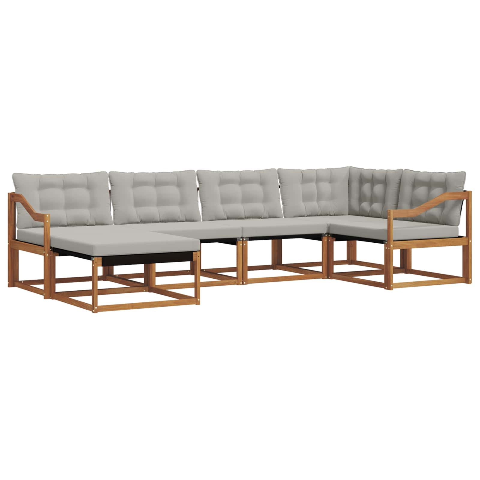 Zunanja garnitura za sedenje 6 pcs Naravna in svetlo siva - slika 2