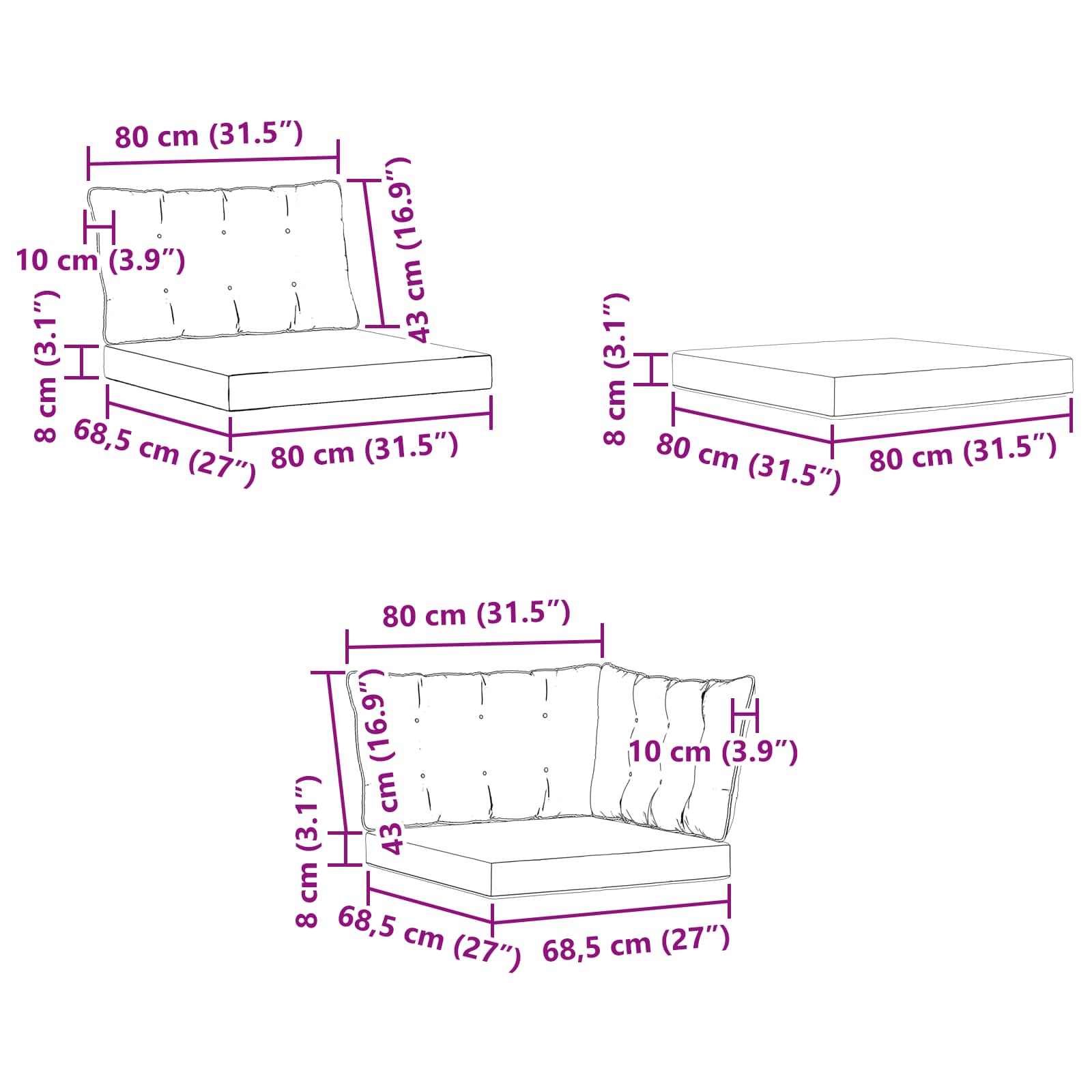Zunanja garnitura za sedenje 6 pcs Naravna in svetlo siva - slika 12