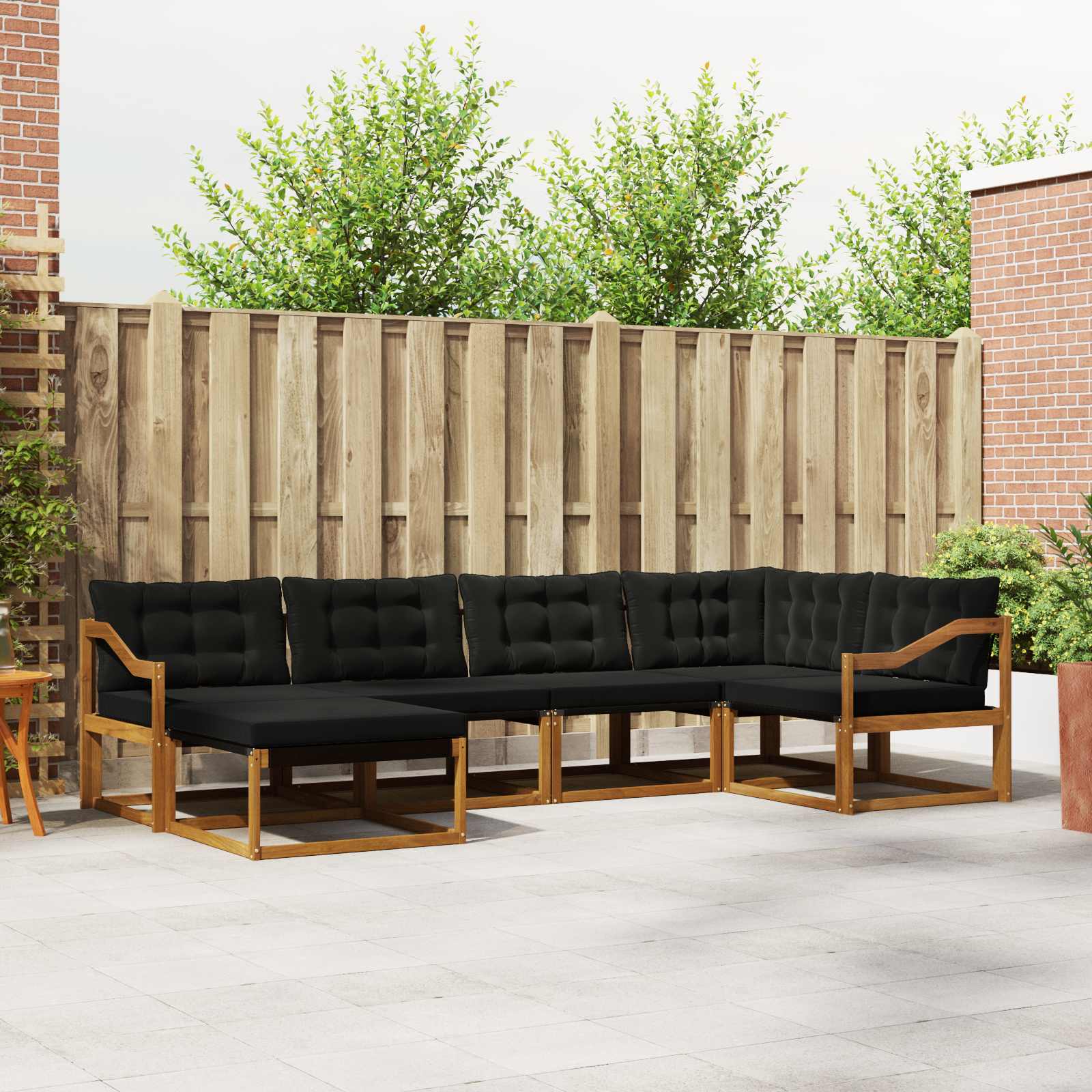 vidaXL Outdoor-Sofagarnitur mit Kissen 18 pcs Natürlich und Schwarz