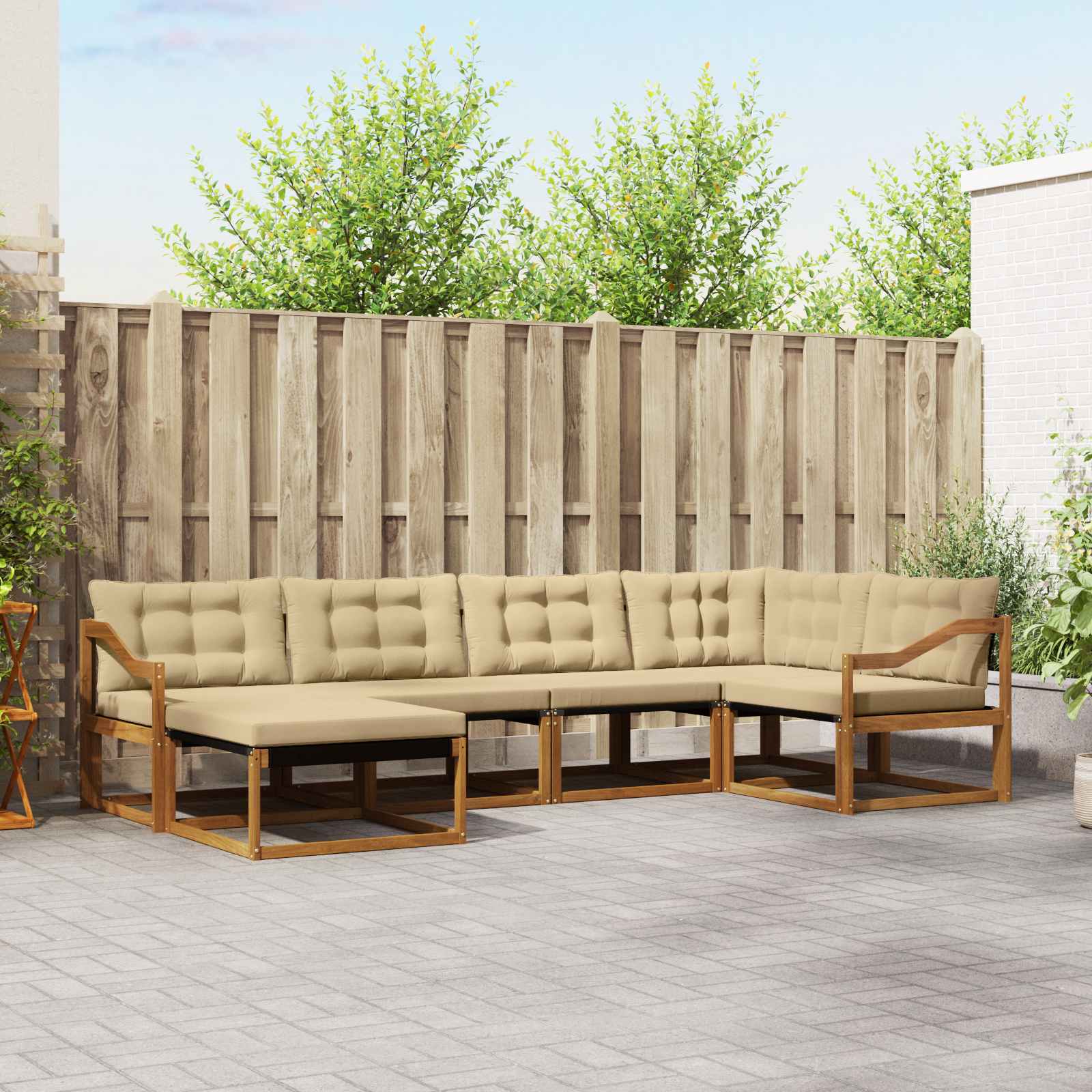 vidaXL Set de canapele de exterior cu pernă 6 pcs Natural și Bej
